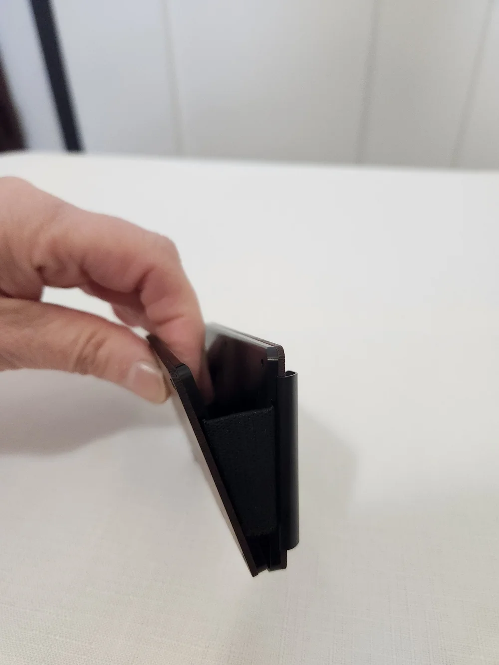 Wood and Black Minimalist Men's Card Holder Wallet